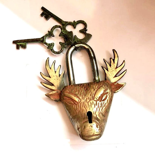 BRASS HANDMADE REINDEER LOCK